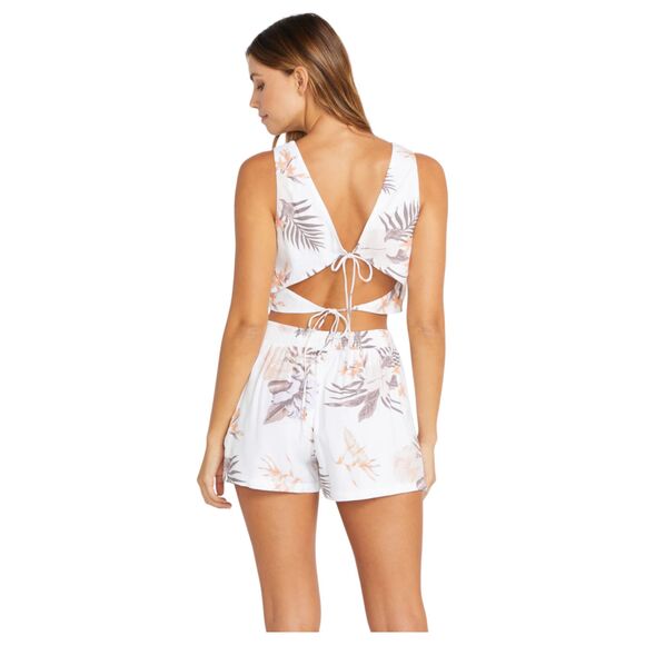 Volcom Coco Ho Tieback Cami Hawaiian Tropical Flower Floral Crop Top Small 4 6 - Picture 4 of 7